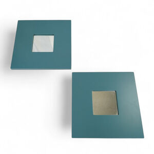 IKEA MALMA Square Wall Decor Mirrors Lot of 2 Blue 10x10 Modern Minimalist